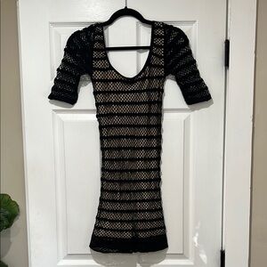 Bebe Black and Tan Cut Out Backless Mini Dress